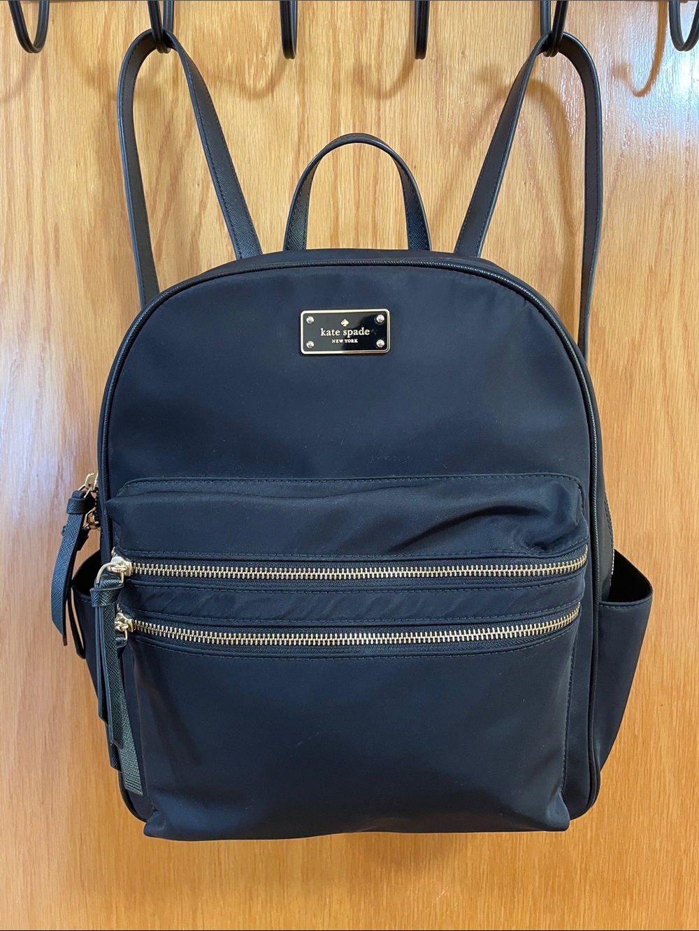 Kate Spade Wilson Road Bradley Black Nylon Backpack Gold Hardware Laptop Bag